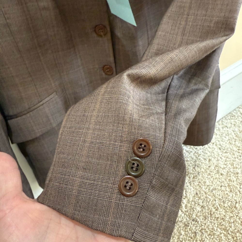 RJ Classics Prestige Equestrian Show coat ladies 12 R brown plaid shades - Picture 8 of 15